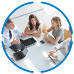 Roundtable Topics - an image of 5 people in a discussion around a table.